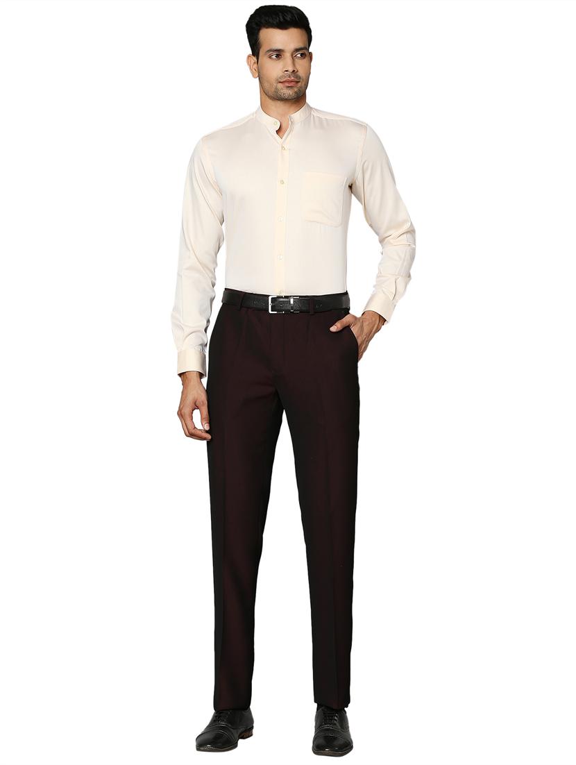 beige solid formal shirt - 18026538 - Standard Image - 3