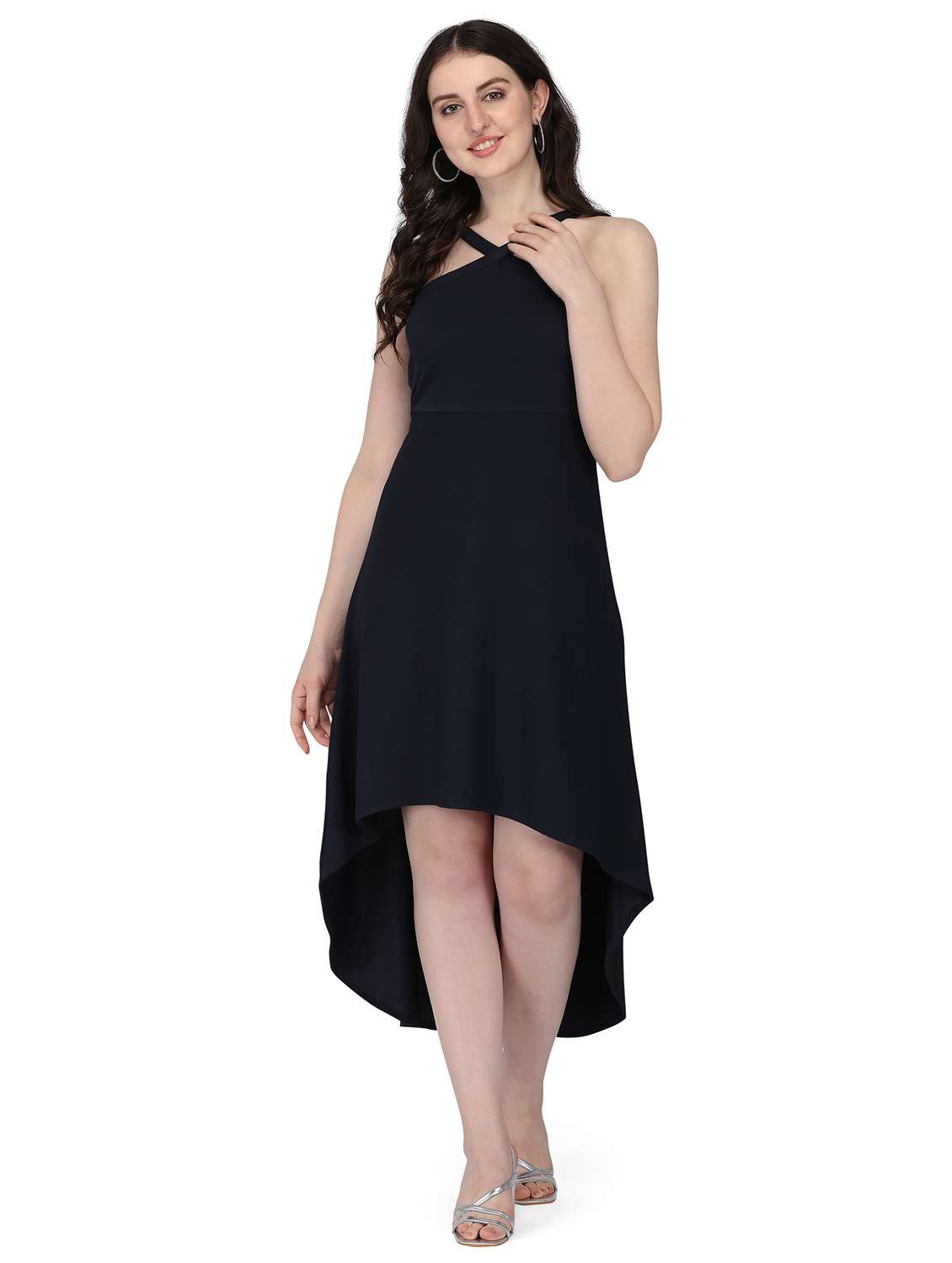 x-line neck solid high low dress - 18026718 -  Zoom Image - 0