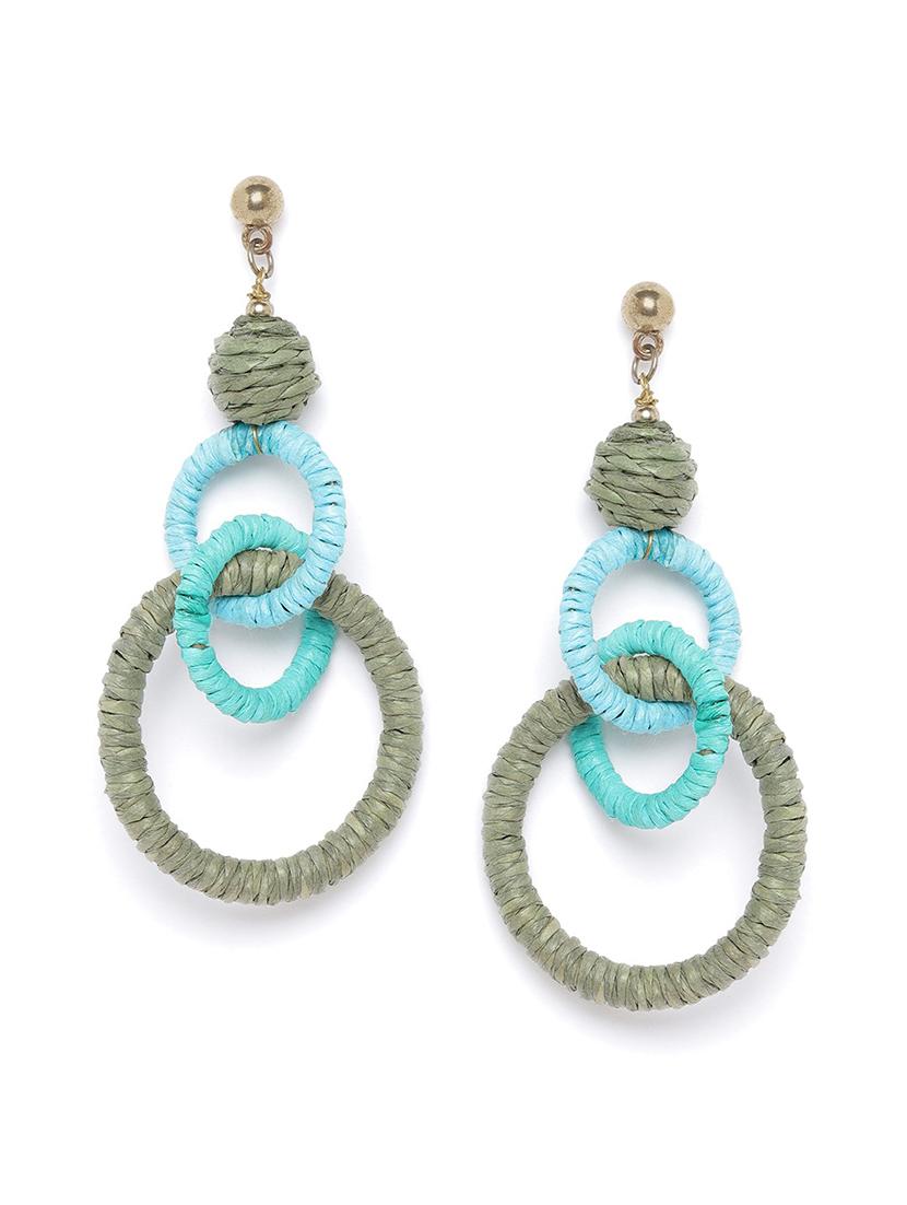 olive green & light blue colourblocked circular drop earrings - 18026783 - Zoom Image - 0