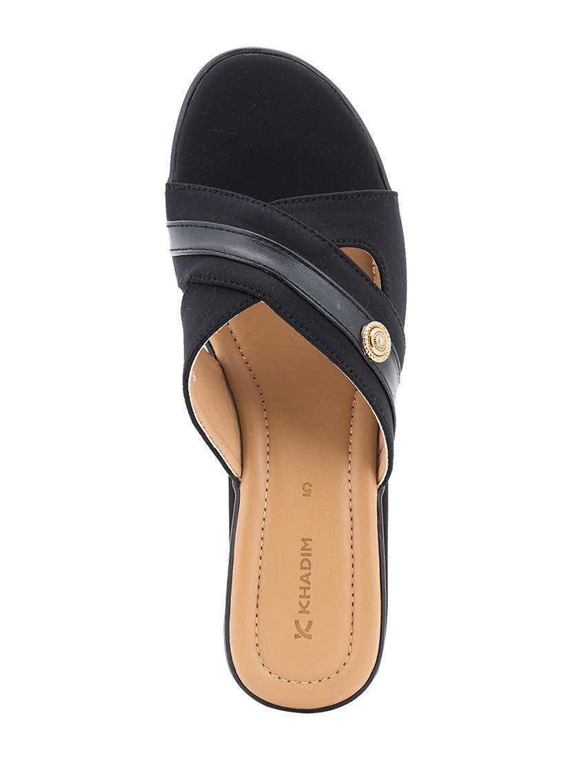 Buy online Black Slip On Wedge from heels for Women by Khadims for