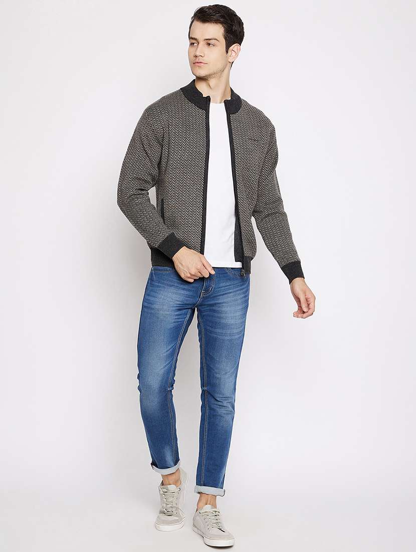 grey color men's jacket - 18028127 - Standard Image - 3