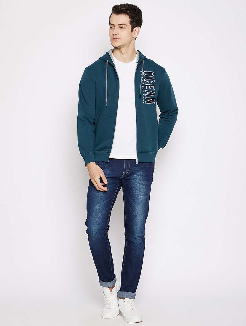 blue cotton blend front print sweatshirt - 18028135 - Standard Image - 3