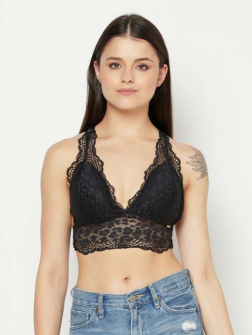 black lace bralette bra - 18028469 - Standard Image - 0
