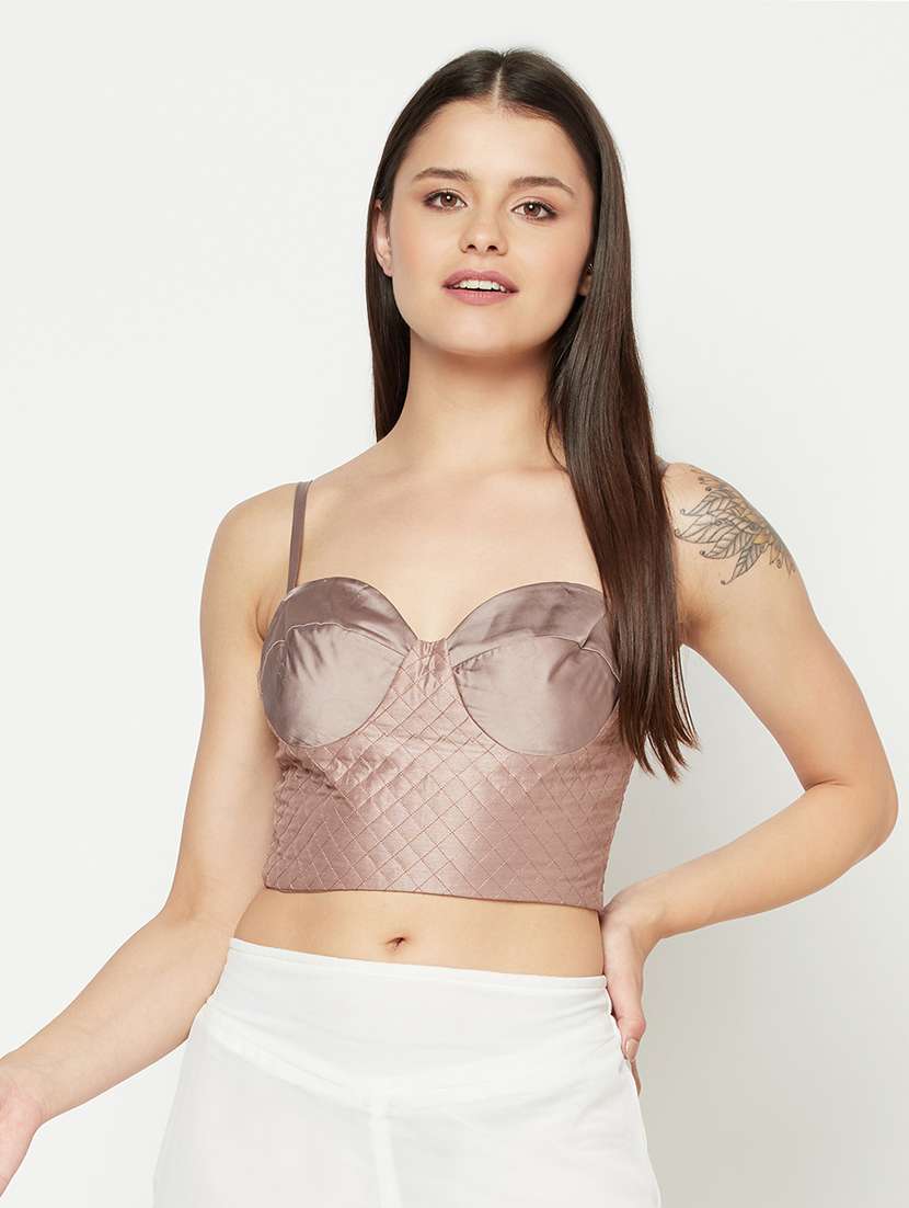 brown solid bralette bra