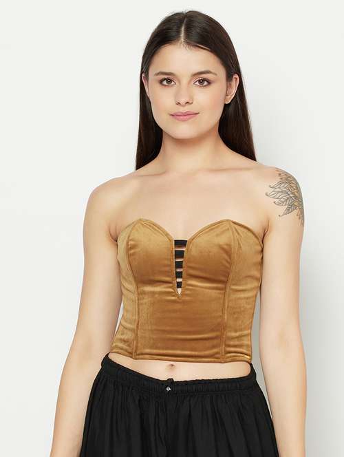 brown solid corset bra - 18028482 -  Standard Image - 0