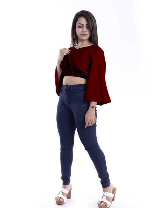 cotrel women crop top rayon - 18028710 - Standard Image - 0