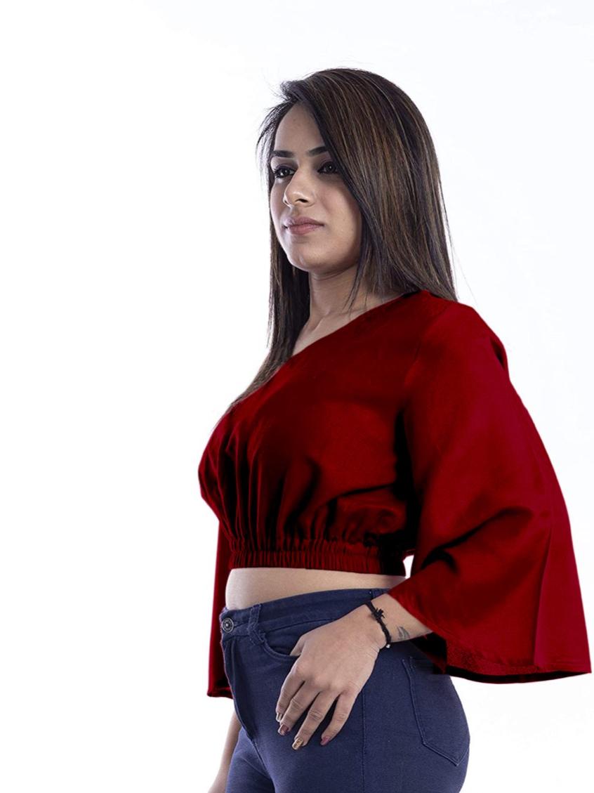 cotrel women crop top rayon - 18028711 - Standard Image - 3