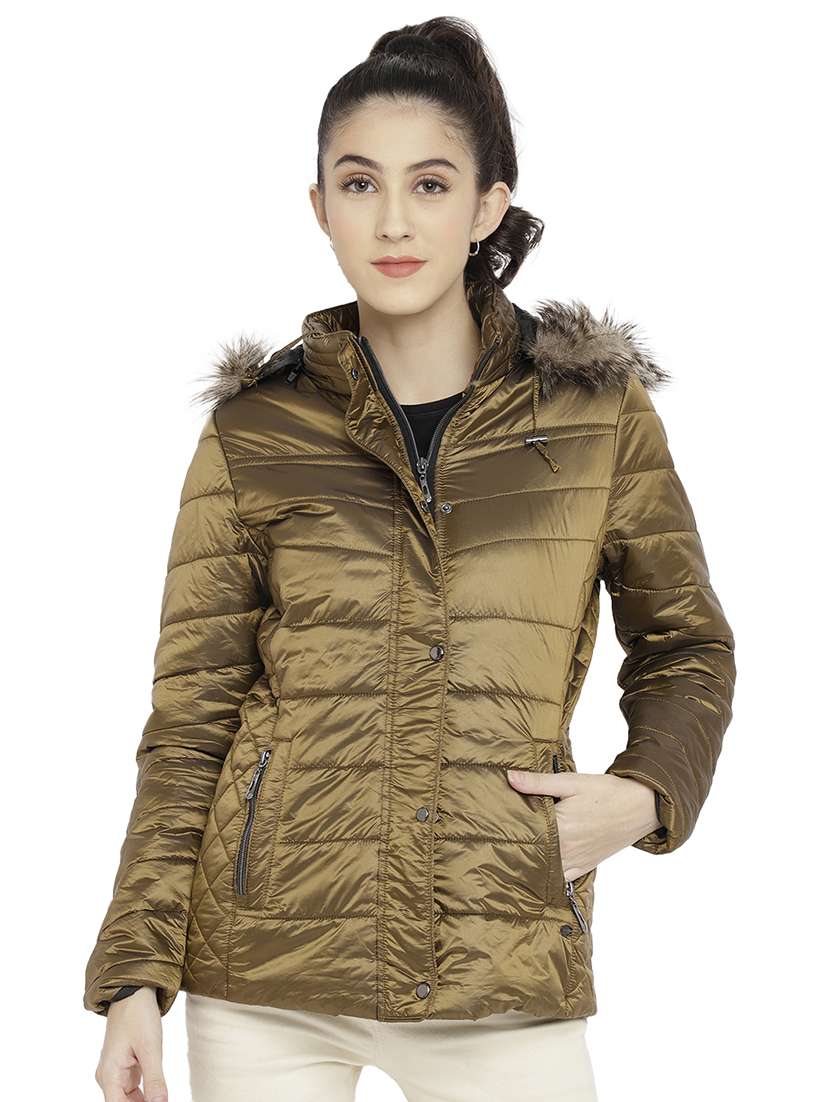 Buy online Hooded Neck Quilted Jacket from jackets and blazers and