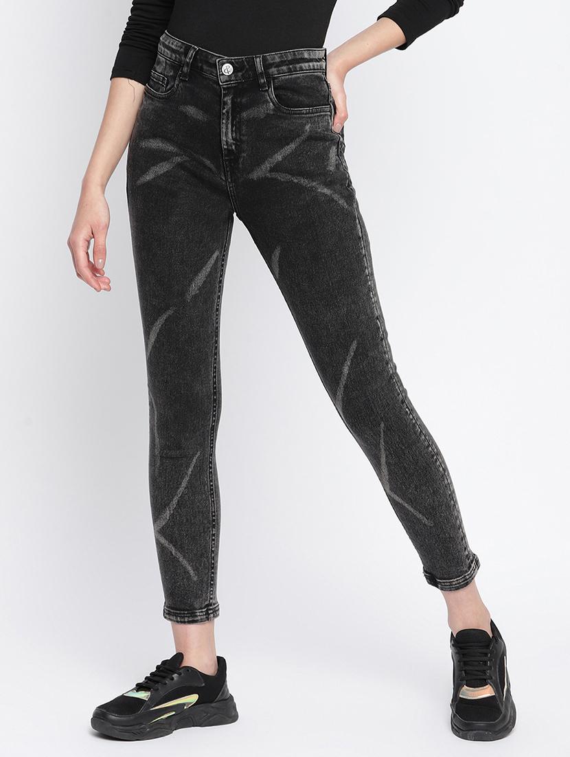 women's laser print slim fit jeans