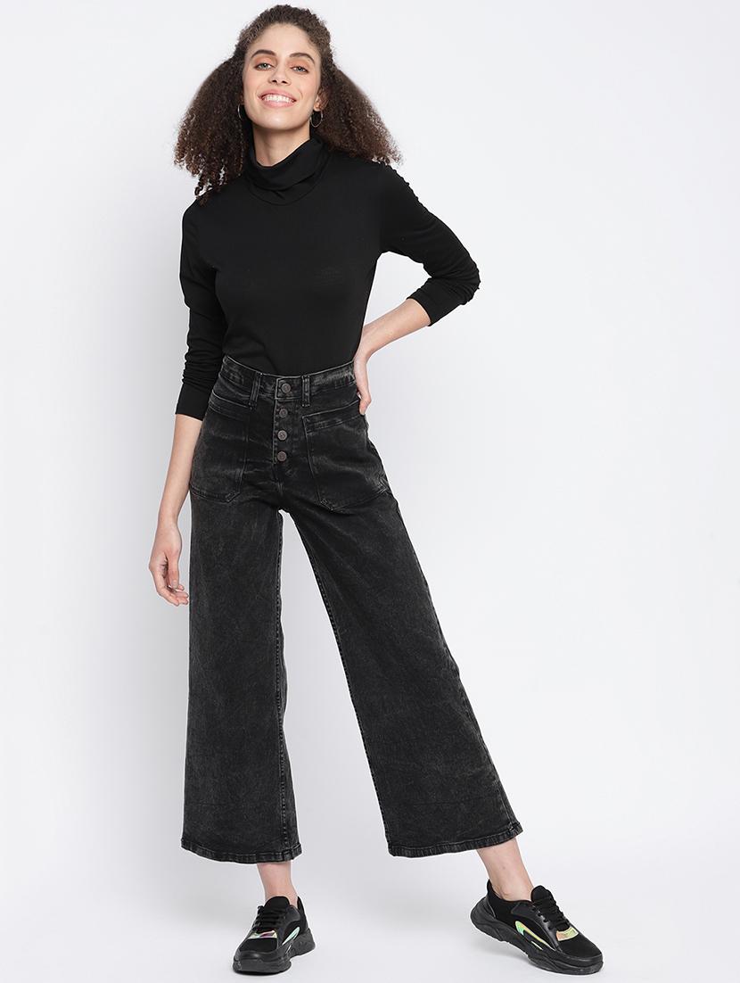women's plain wide leg jeans - 18029122 - Standard Image - 3