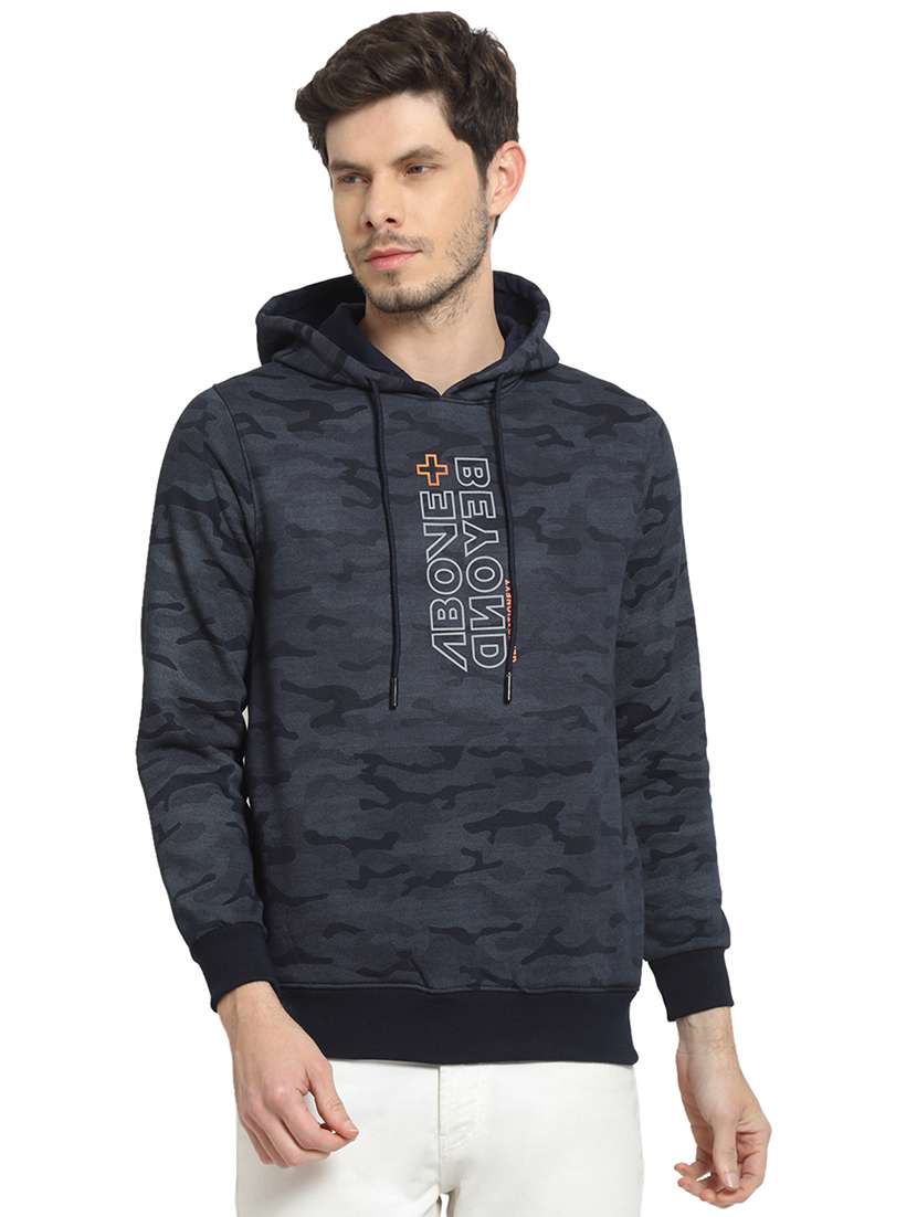 dark blue color men's hooded jacket - 18029344 -  Zoom Image - 0
