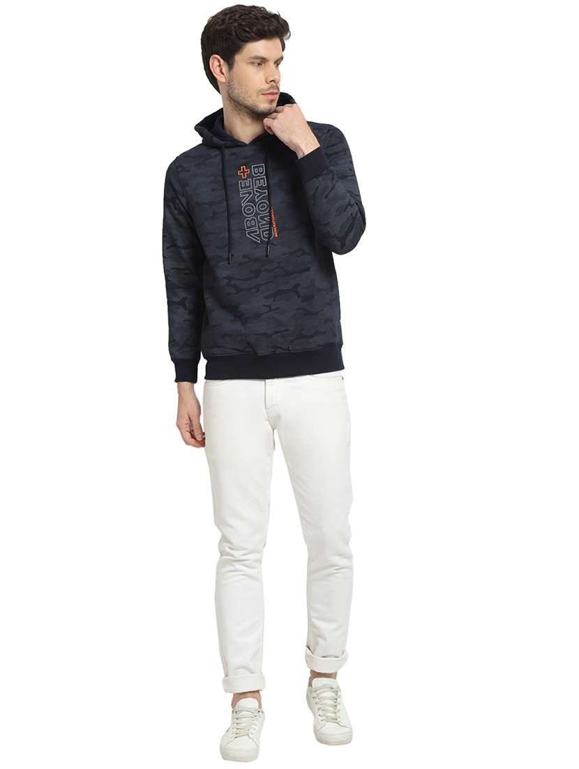 dark blue color men's hooded jacket - 18029344 - Standard Image - 3