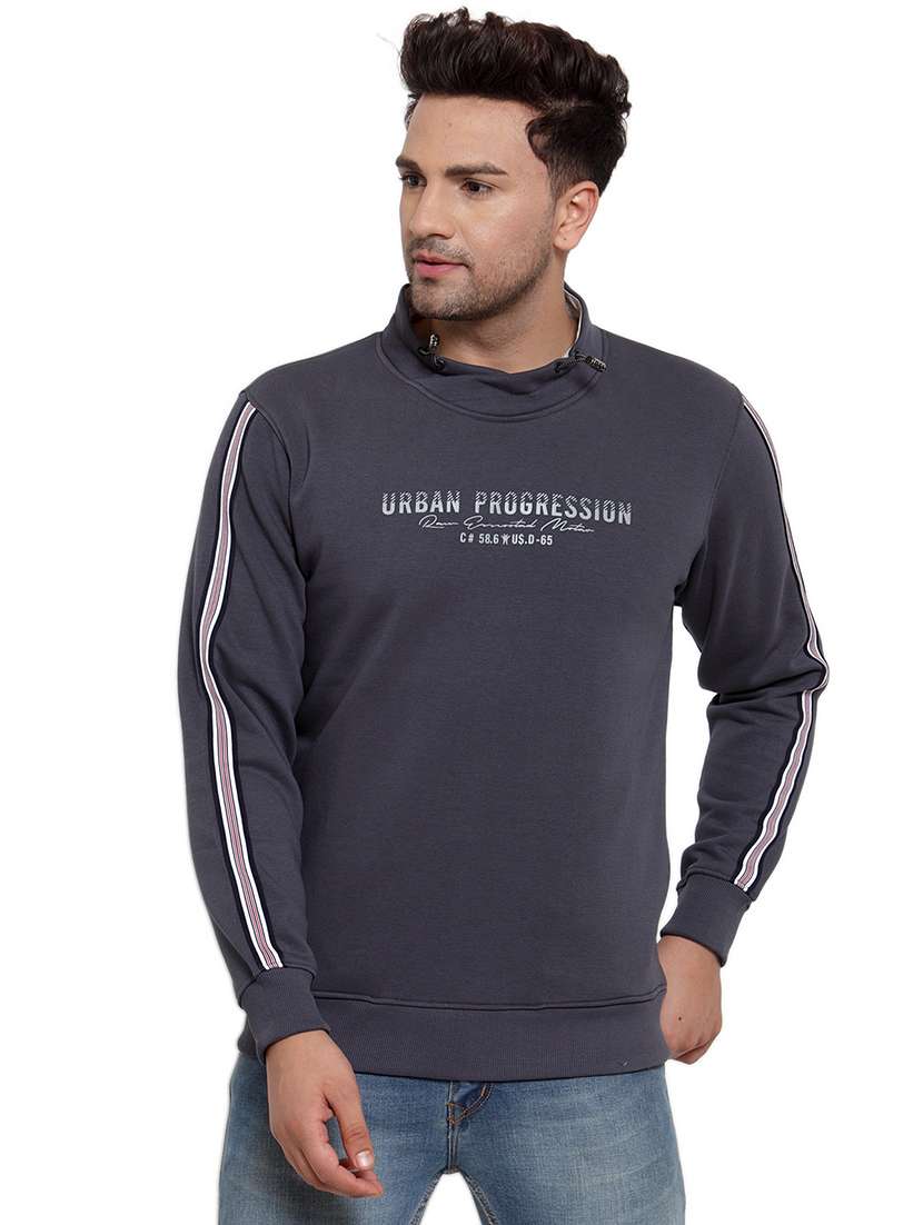 grey cotton front print sweatshirt - 18029354 - Zoom Image - 0