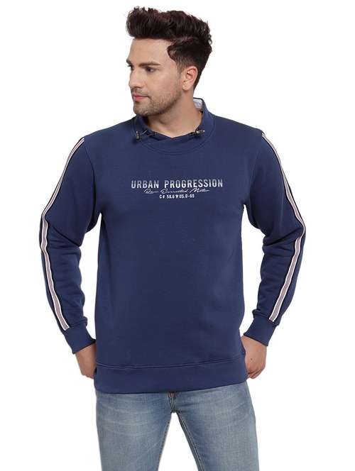 dark blue cotton front print sweatshirt - 18029356 - Standard Image - 0
