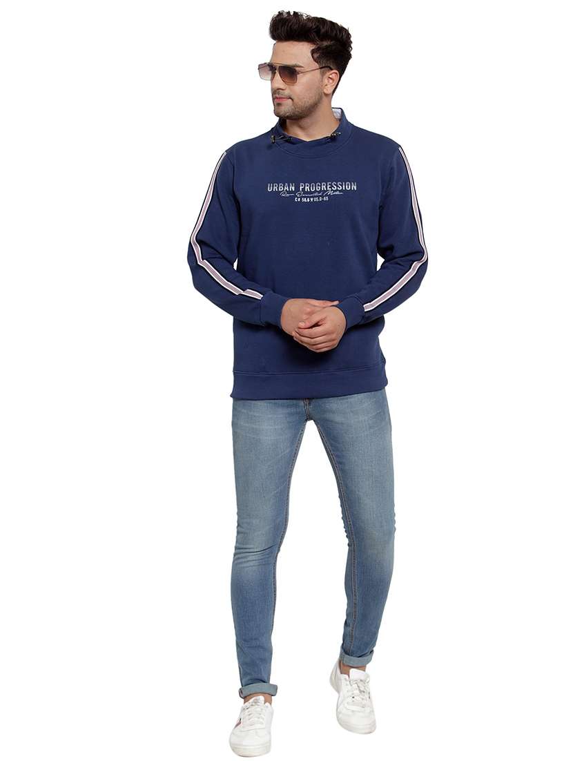 dark blue cotton front print sweatshirt - 18029356 - Standard Image - 3