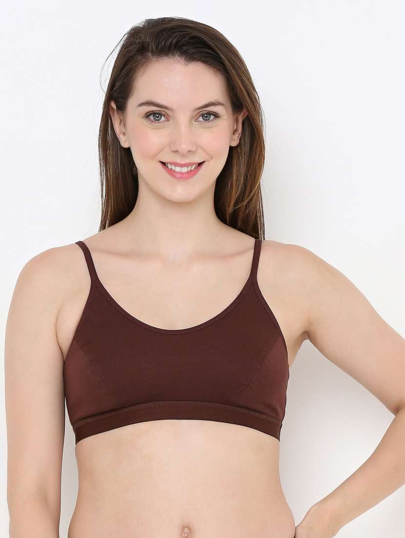 brown solid bralette bra