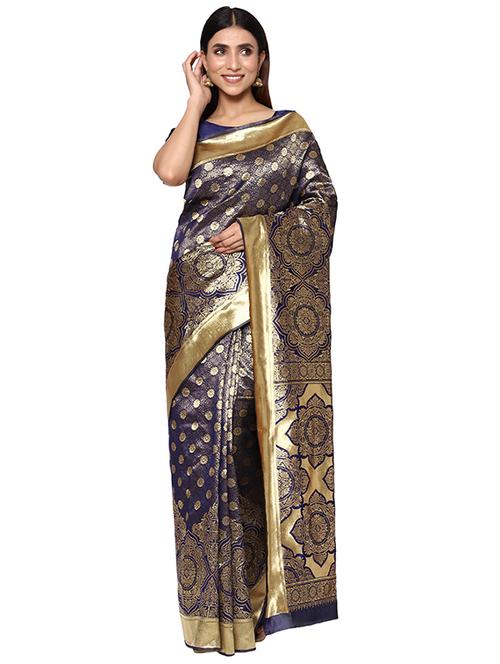 jacquard work banarasi saree with blouse - 18029404 - Standard Image - 0