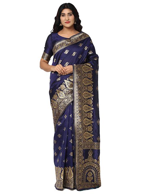 jacquard work banarasi saree with blouse - 18029407 -  Standard Image - 0