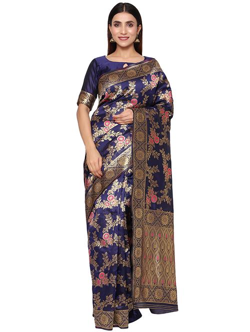 jacquard work banarasi saree with blouse - 18029408 - Standard Image - 0