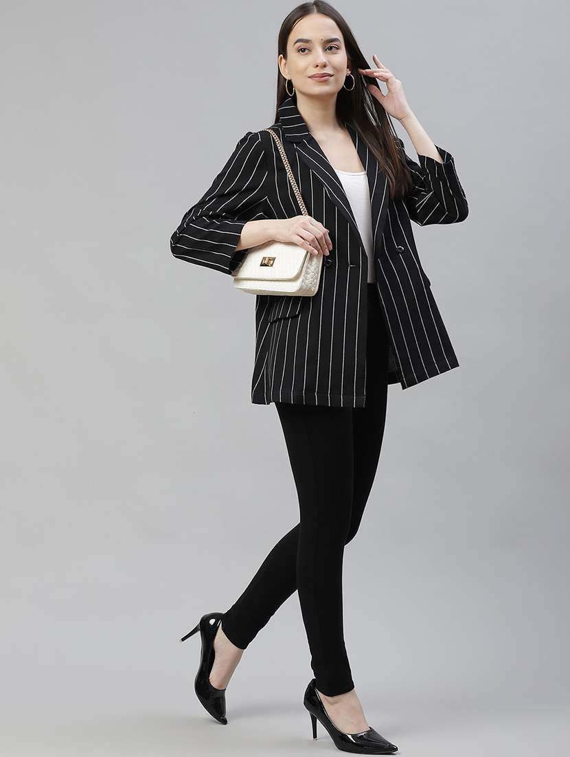 lapel neck striped formal blazer - 18029744 - Standard Image - 3