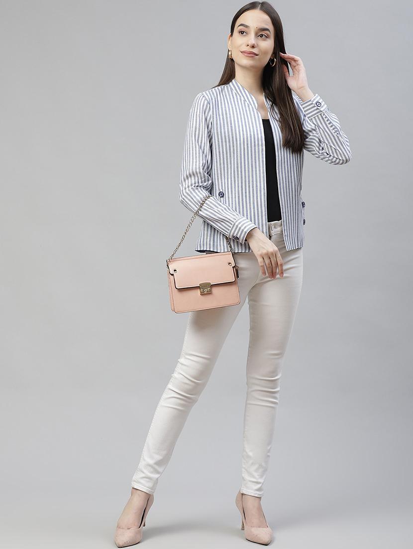 mandarin neck striped jacket - 18029750 - Standard Image - 3