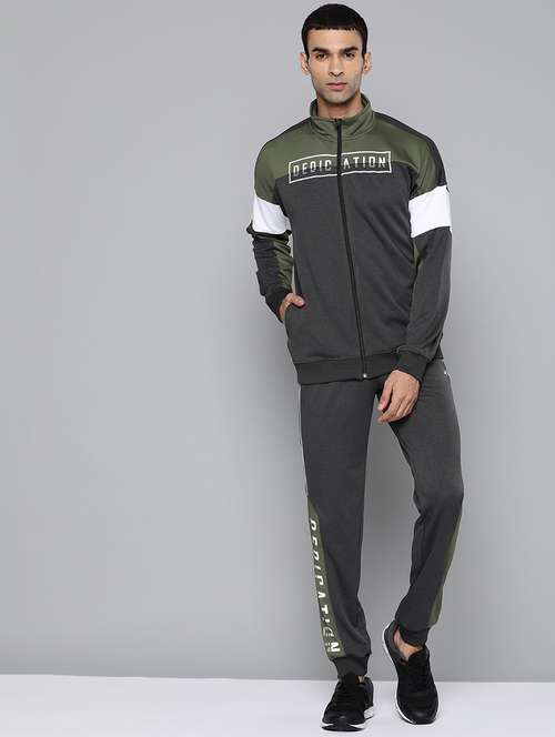 grey color block track suit - 18030053 -  Standard Image - 0