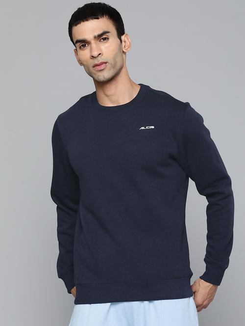 navy blue solid sweatshirt - 18030063 - Standard Image - 0