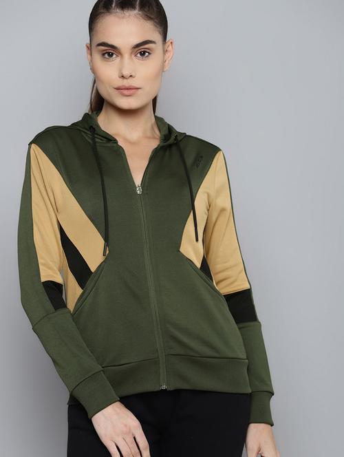 hooded neck color block  jacket - 18030155 -  Standard Image - 0