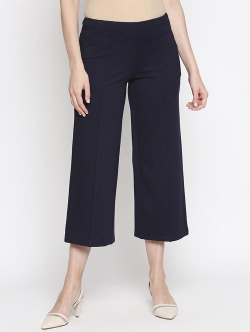 mid rise solid cropped  trouser - 18030163 -  Standard Image - 0