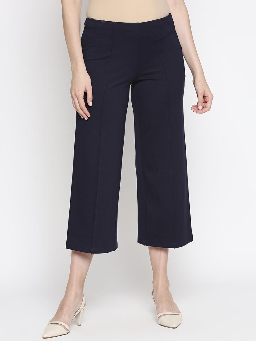 mid rise solid cropped  trouser - 18030163 -  Zoom Image - 0