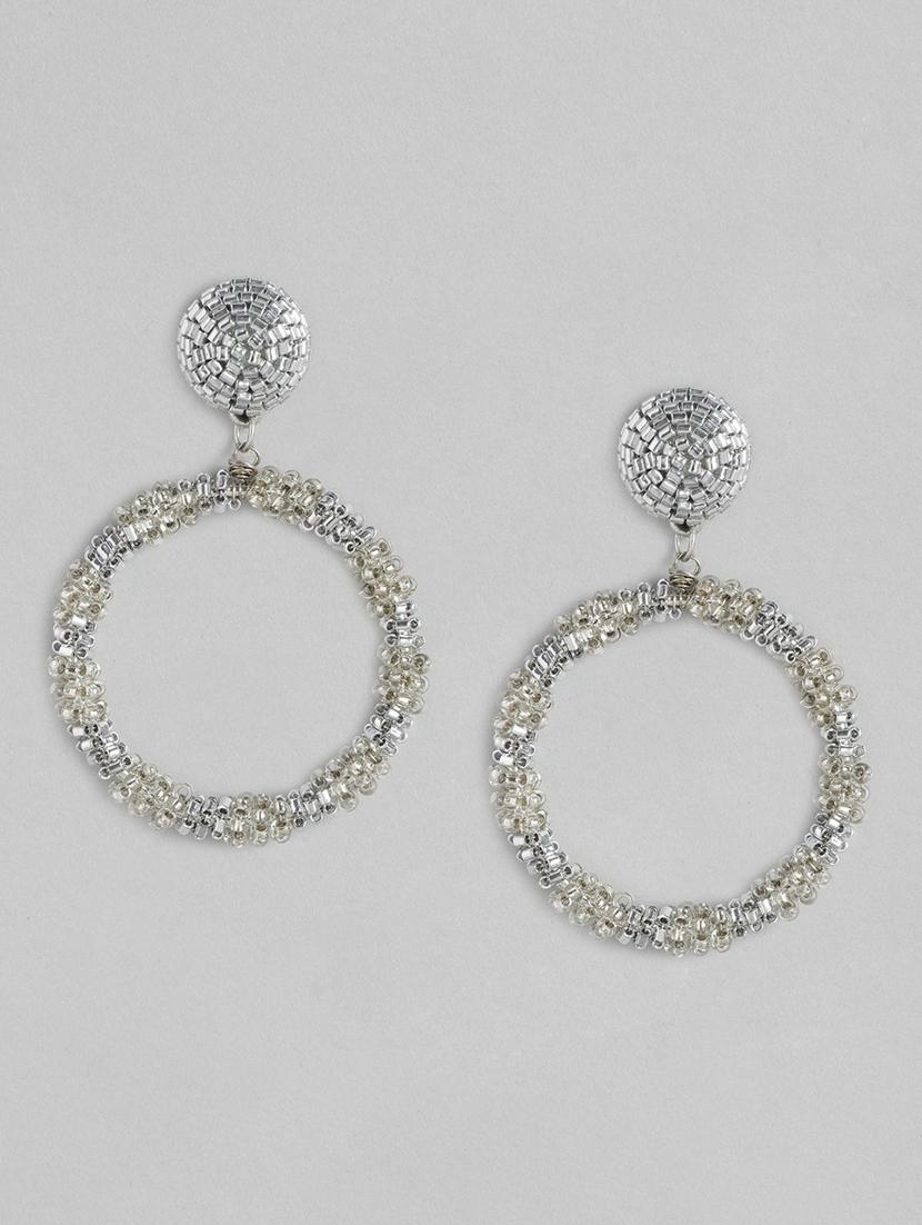 silver metal drop earring - 18030189 - Zoom Image - 0
