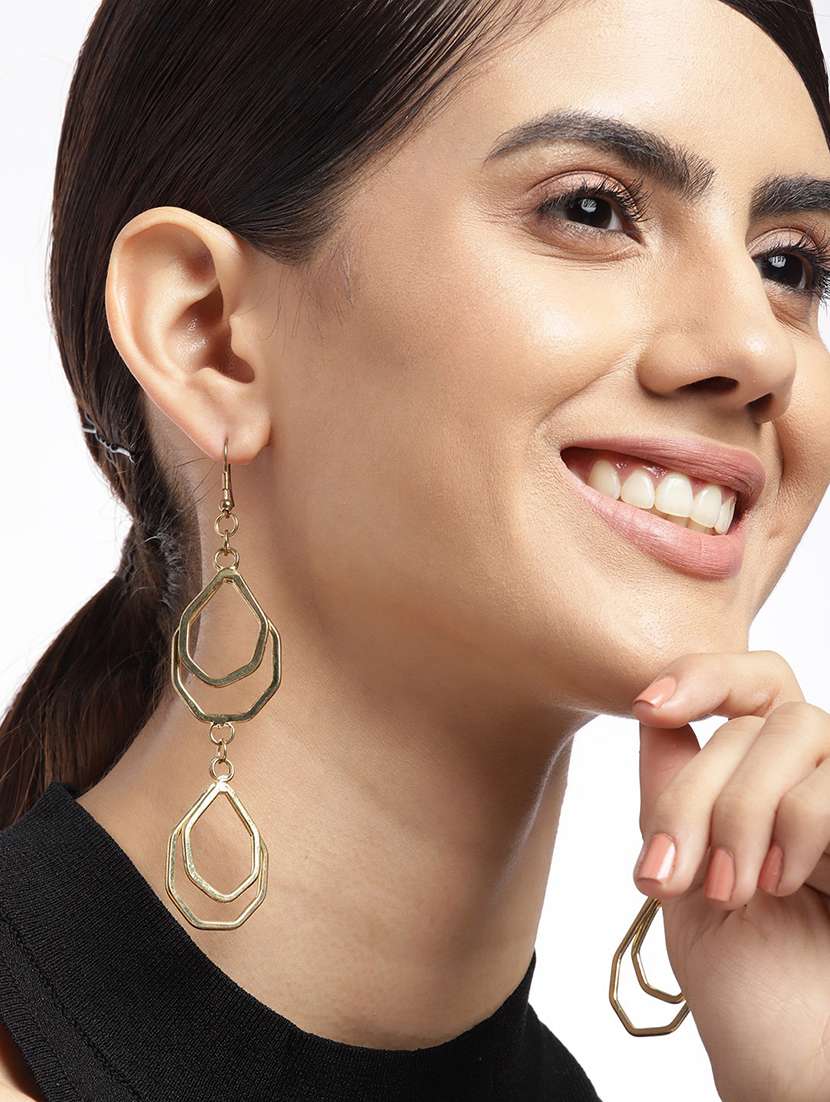 women gold-plated teardrop shaped drop earrings - 18030205 -  Standard Image - 3