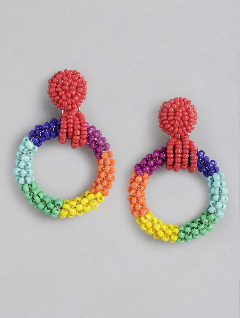 Multi Colored Metal Drop Earring