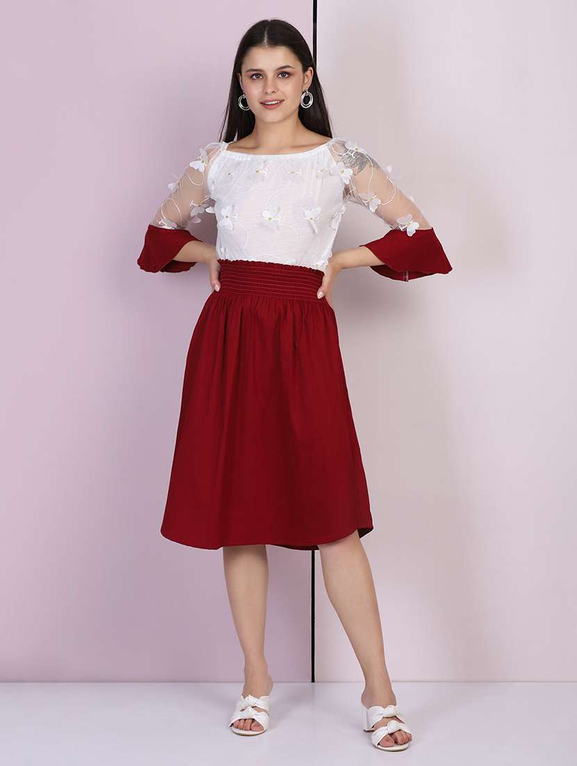 bell sleeved floral fit & flare dress