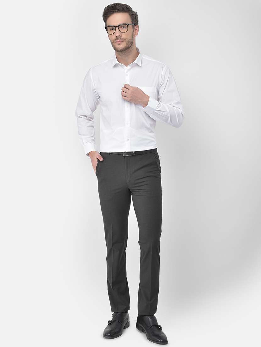 grey textured flat front formal trouser - 18030368 -  Standard Image - 3