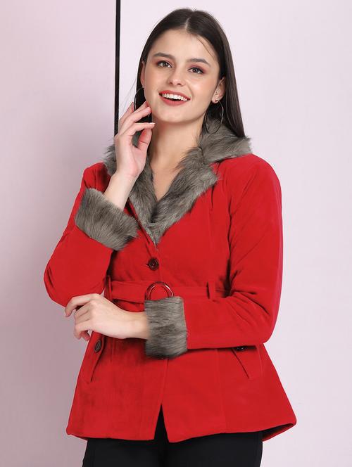 shirt collar solid fur jacket - 18030414 -  Standard Image - 0