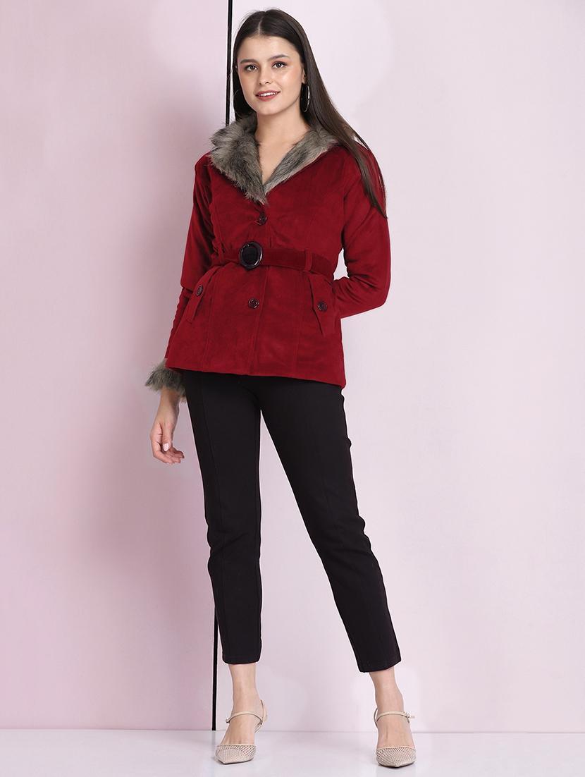 shirt collar solid fur jacket - 18030416 - Standard Image - 3