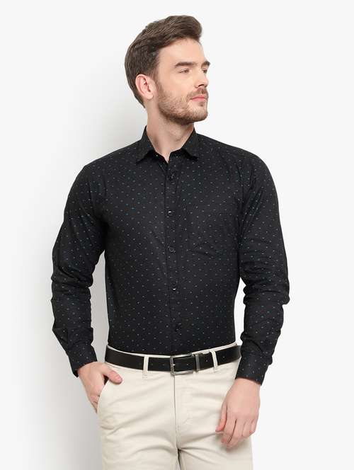mens micro print formal shirt - 18030699 - Standard Image - 0
