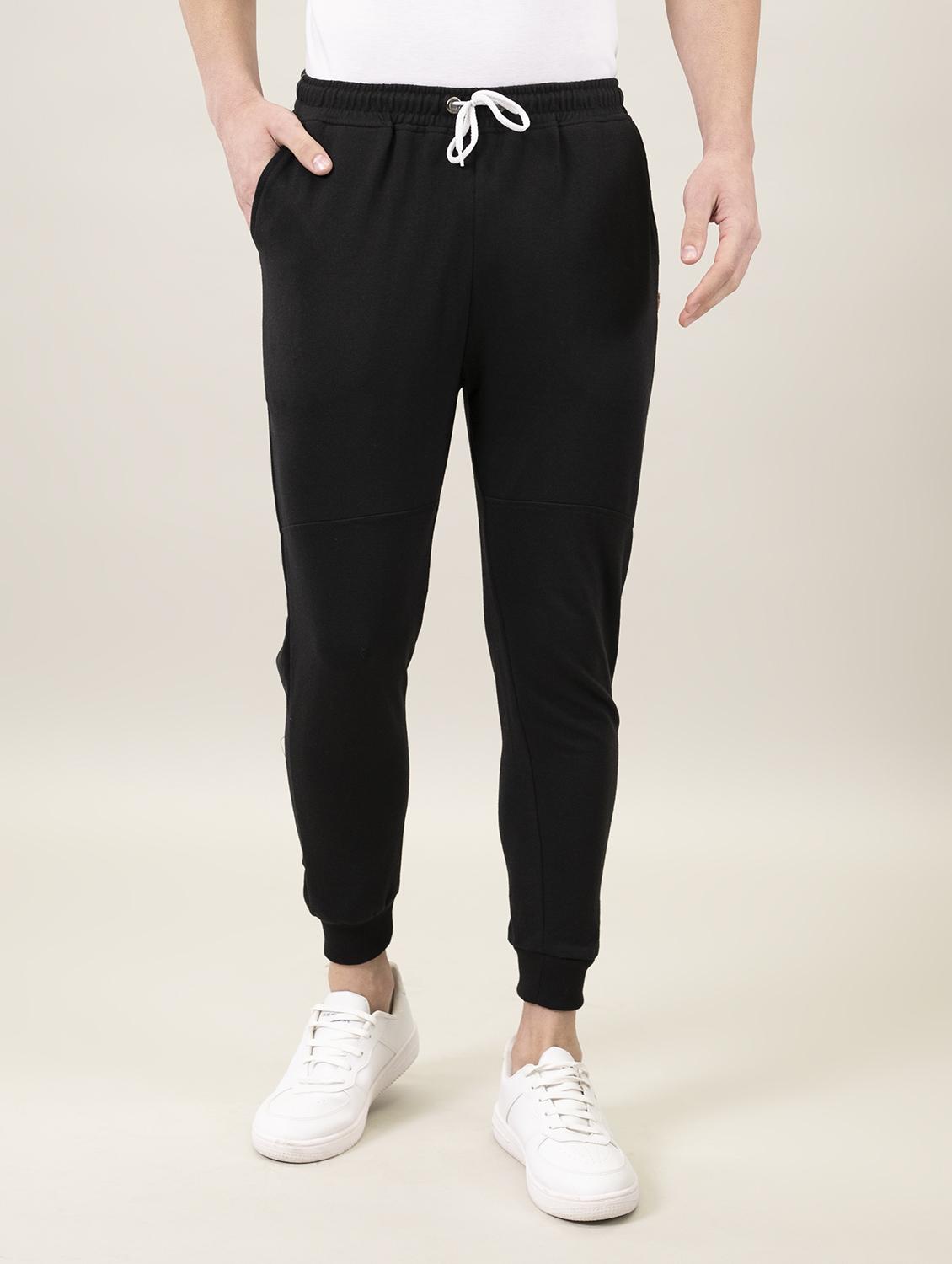 men black solid mid rise joggers - 18030785 - Zoom Image - 0
