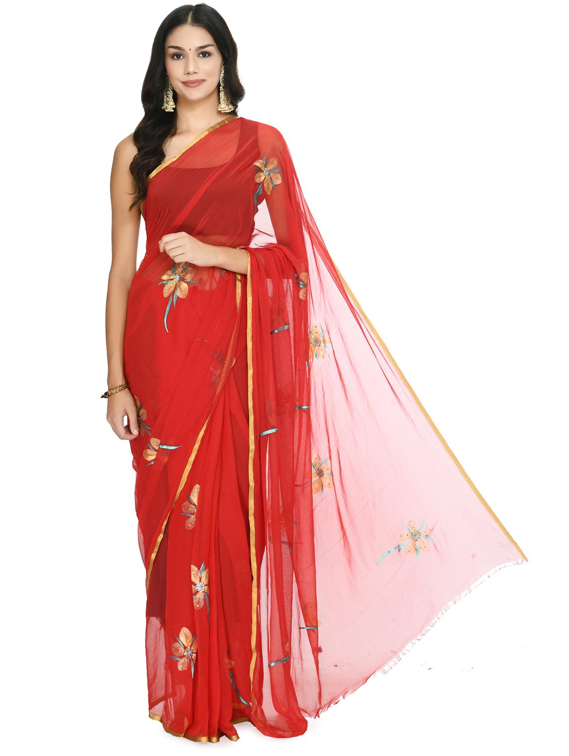 floral printed saree with blouse - 18030835 -  Zoom Image - 0