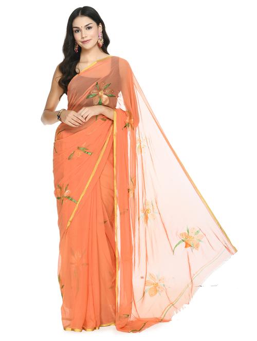 floral printed saree with blouse - 18030839 - Standard Image - 0