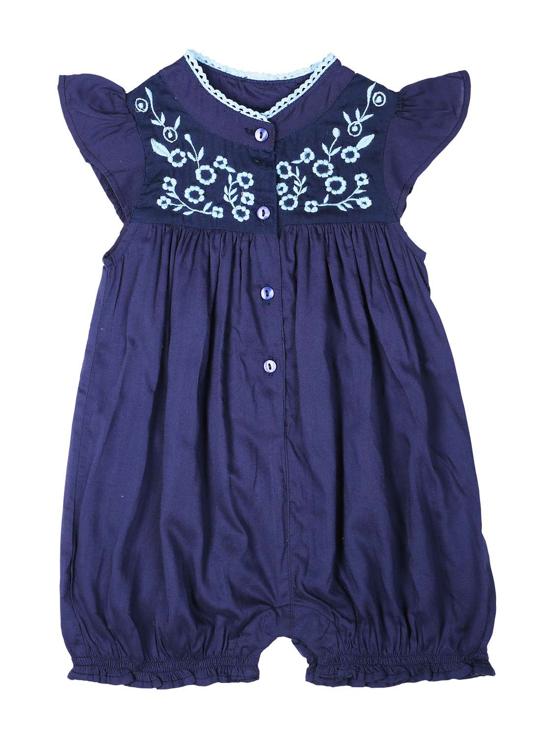 mandarin neck embroidered detail onesies 