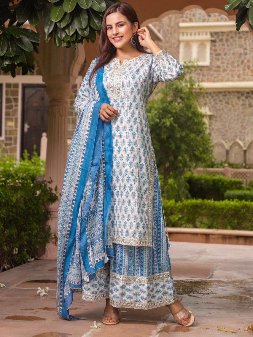 kurta dupatta pant 3pec set  - 18031082 -  Zoom Image - 0