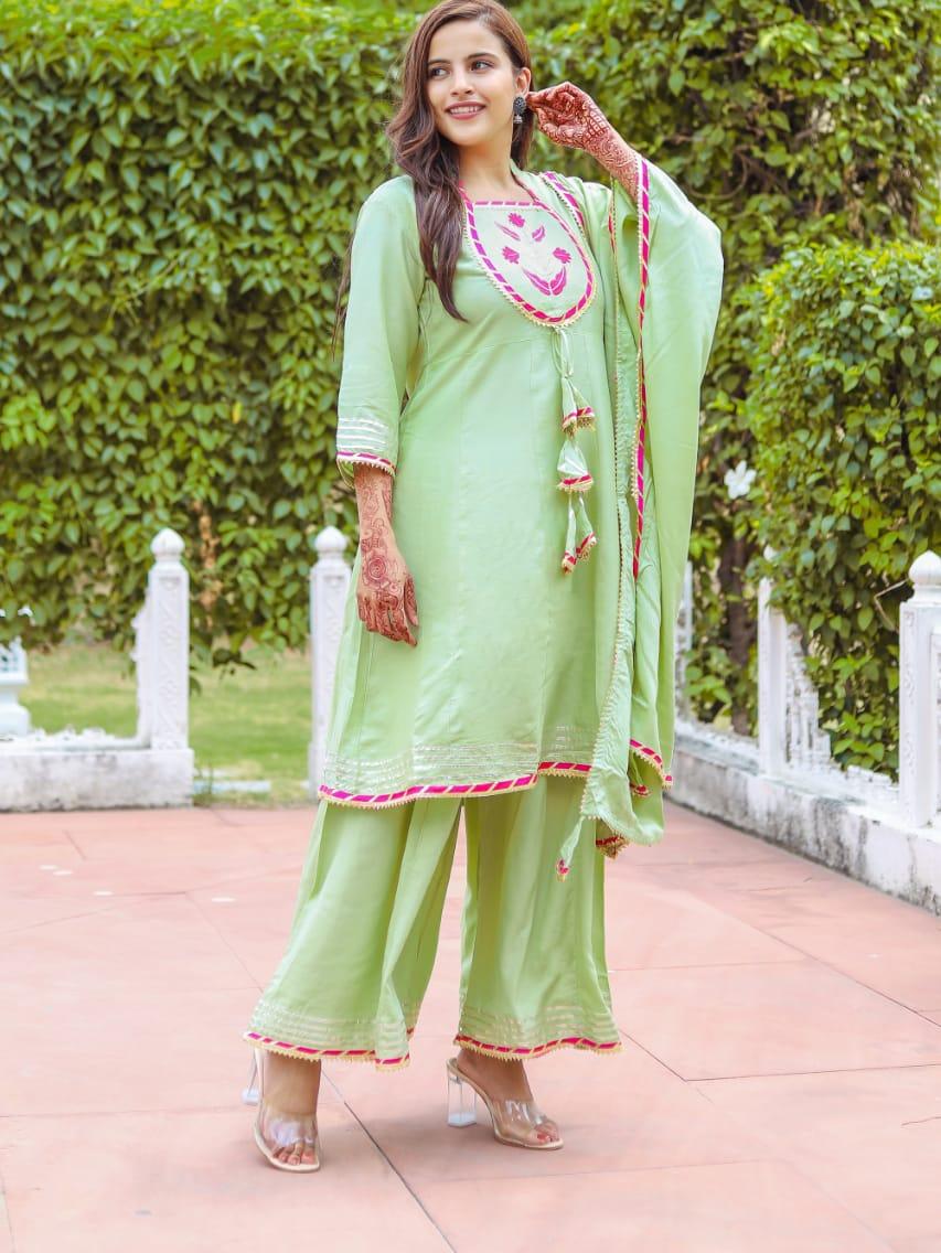 kurta dupatta palazo  - 18031085 -  Zoom Image - 0
