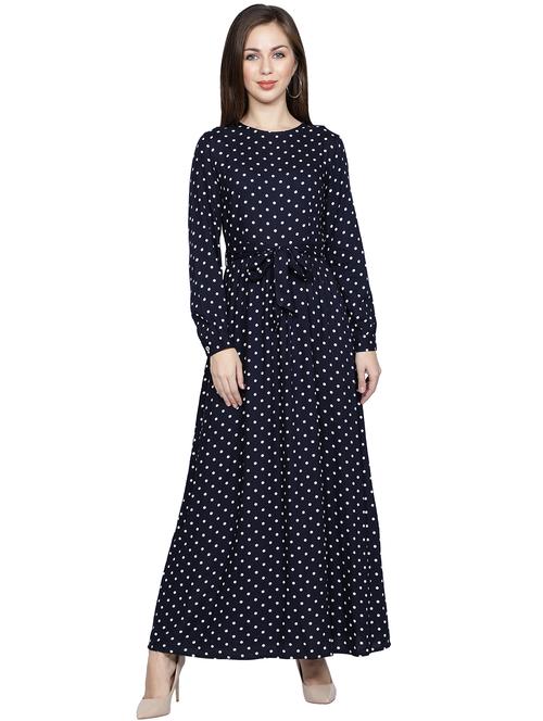 crew neck polka print maxi dress - 18031434 -  Standard Image - 0