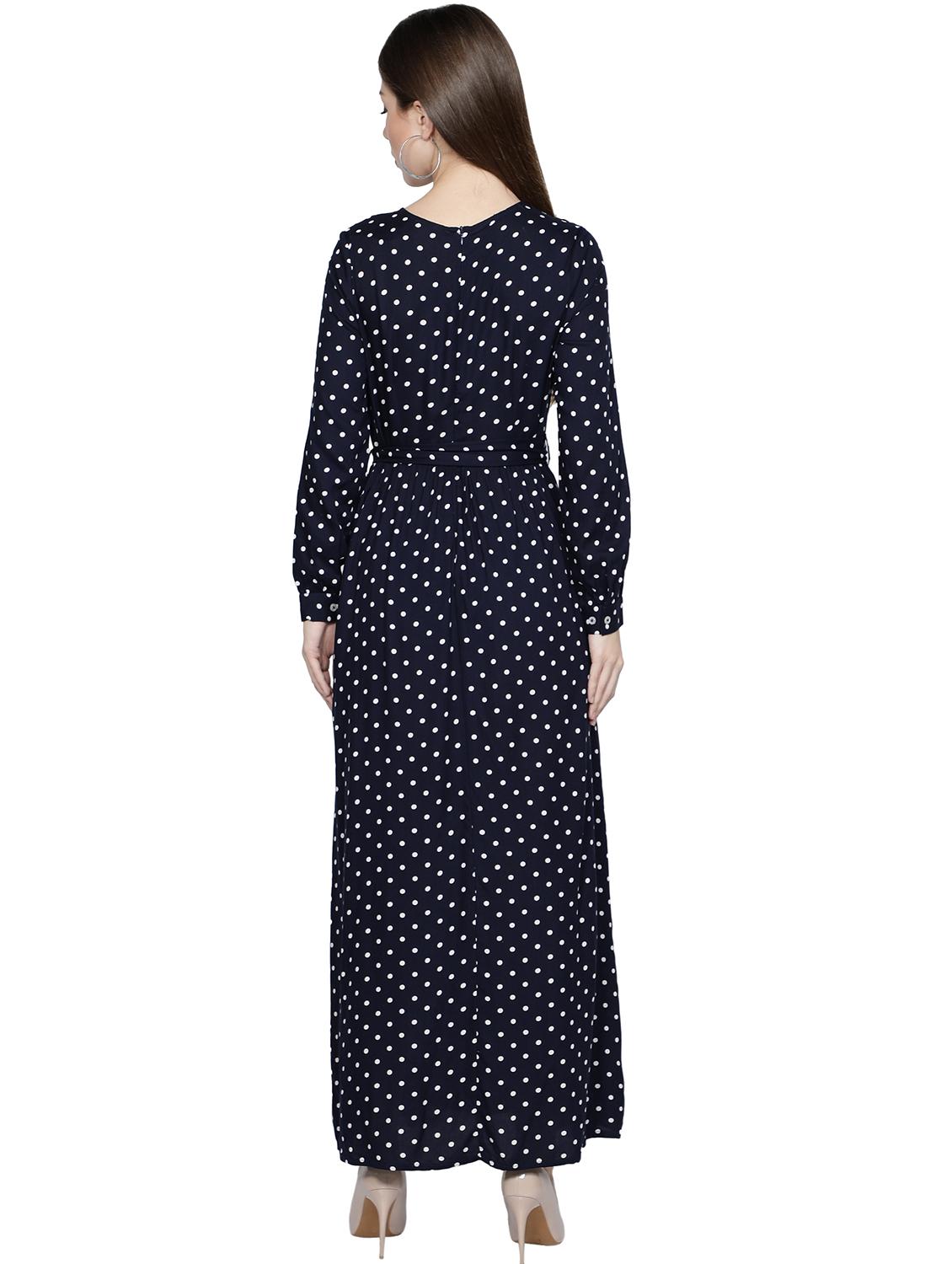crew neck polka print maxi dress - 18031434 - Standard Image - 3