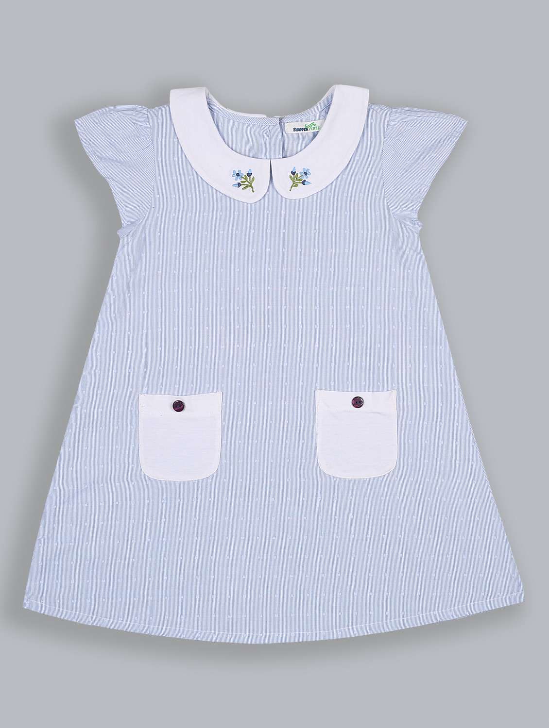 girls peter pan neck cap sleeve frock