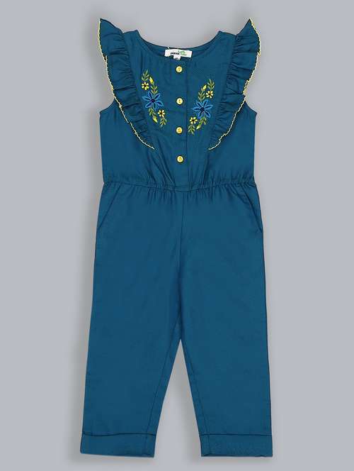 green embroidered detail jumpsuit  - 18031596 -  Standard Image - 0