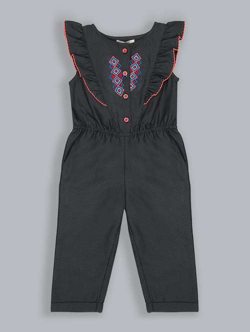 grey embroidered detail jumpsuit - 18031597 - Standard Image - 0
