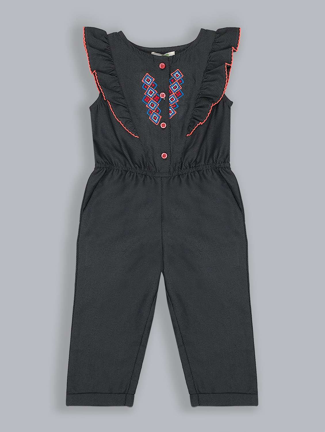 grey embroidered detail jumpsuit - 18031597 - Zoom Image - 0